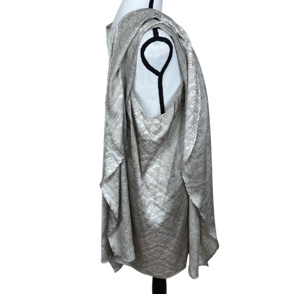 ALEXIS Womens Satin Ruffle V Neck Poncho Blouse Small Made in USA Romantic Boho - Picture 11 of 12